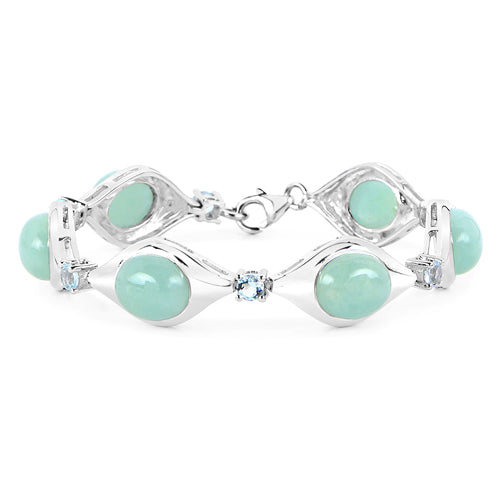 Pulsera de Plata de Primera Ley .925 con Aguamarina Genuina de 39.72 Quilates