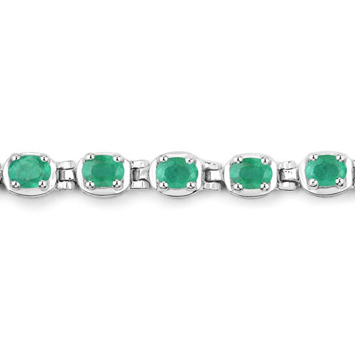 3.78 Carat Genuine Emerald .925 Sterling Silver Bracelet