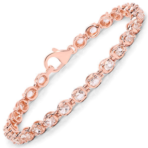 Brazalete de plata de ley .925 con morganita auténtica de 3,75 quilates