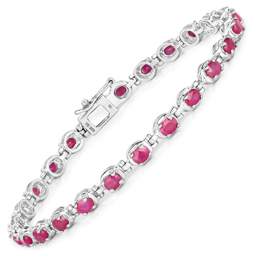 Pulsera de plata de ley .925 con rubí genuino de 5,50 quilates
