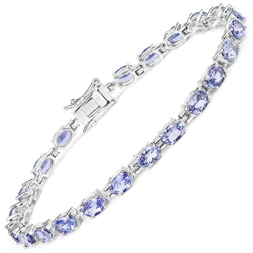 Pulsera de plata de ley .925 con tanzanita auténtica de 9.68 quilates