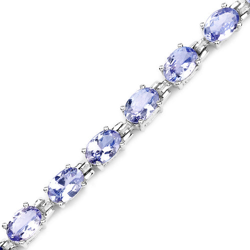 Pulsera de plata de ley .925 con tanzanita auténtica de 9.68 quilates
