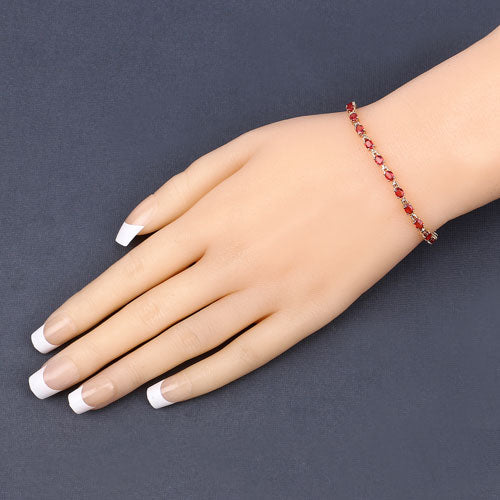 Pulsera de zafiro naranja genuino de 7.00 quilates de oro amarillo de 14 quilates