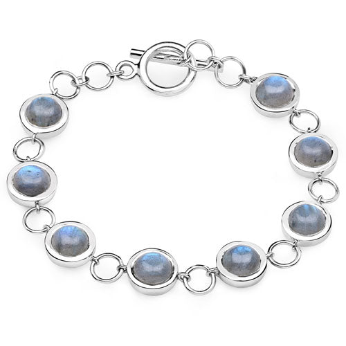 Pulsera de plata de ley .925 con labradorita genuina de 15,48 quilates