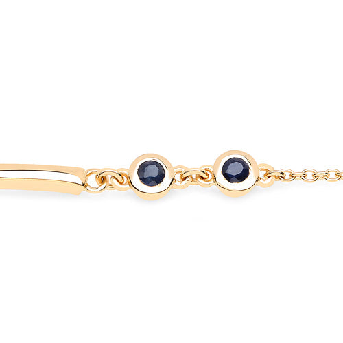 Pulsera de plata de ley .925 bañada en oro amarillo de 18K con zafiro azul natural de 0.24 quilates