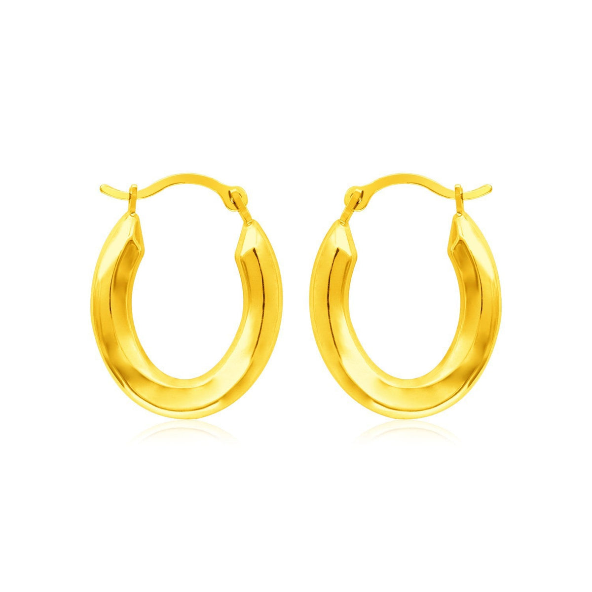 14k Yellow Gold Polished Oval Hoop Earrings