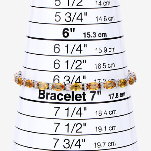 Pulsera de 12.33 quilates de zafiros naranjas genuinos y diamantes blancos en oro blanco de 14 quilates