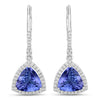 Pendientes de oro blanco de 14K con tanzanita genuina de 4,61 quilates y diamantes blancos
