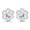 0.60 Carat Genuine Aquamarine and White Diamond 14K White Gold Earrings