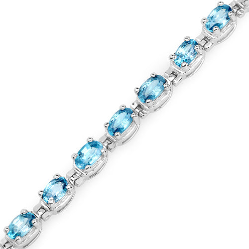 Pulsera de plata de ley .925 con circón azul genuino de 7,92 quilates