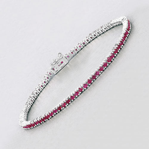 Pulsera de plata de ley .925 con rubí auténtico de 3.35 quilates