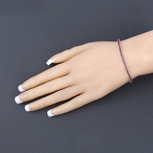 Pulsera de plata de ley .925 con rubí auténtico de 3.35 quilates
