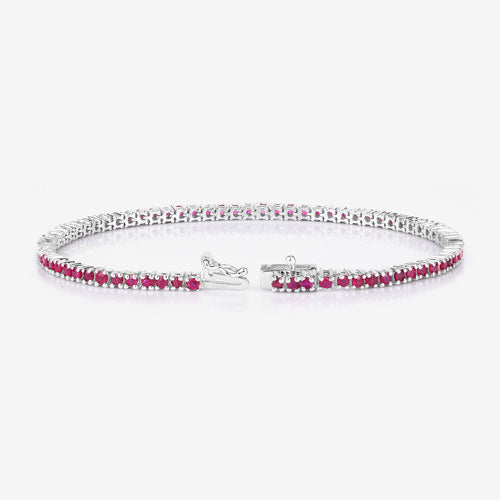 Pulsera de plata de ley .925 con rubí auténtico de 3.35 quilates