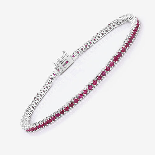 Pulsera de plata de ley .925 con rubí auténtico de 3.35 quilates