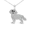 .925 Sterling Silver 1/3 Cttw White and Black Diamond  Labrador Retriever Dog Pendant Necklace (I-J Color, I2-I3 Clarity) - 18