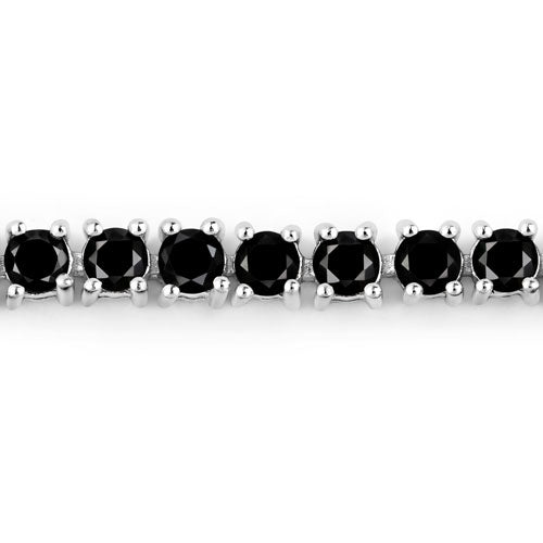 Brazalete de plata de ley .925 con diamante negro auténtico de 3,15 quilates