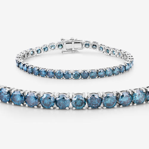 Pulsera de oro blanco de 14K con diamantes azules auténticos de 14,33 quilates