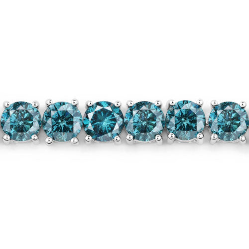 Pulsera de oro blanco de 14K con diamantes azules auténticos de 14,33 quilates