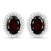 2.77 Carat Genuine Garnet and White Diamond .925 Sterling Silver Earrings