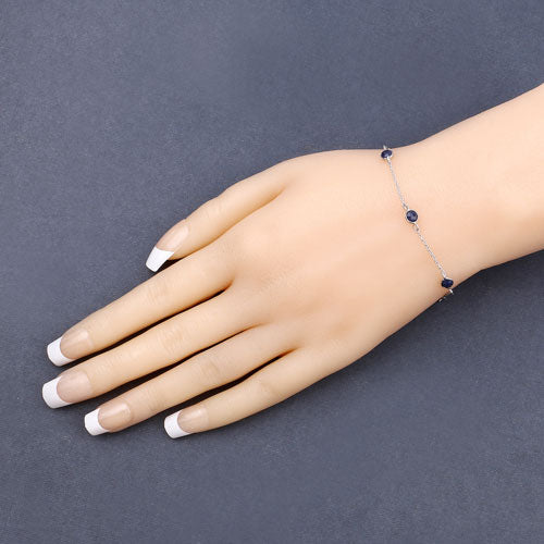 Brazalete de plata de ley .925 con zafiro azul genuino de 1.50 quilates