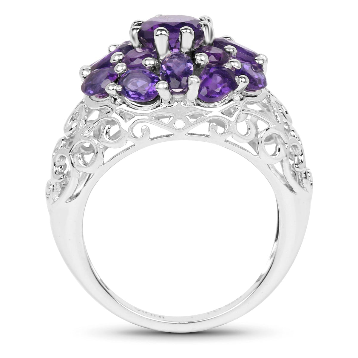 Anillo de plata de ley .925 con amatista genuina de 3,29 quilates