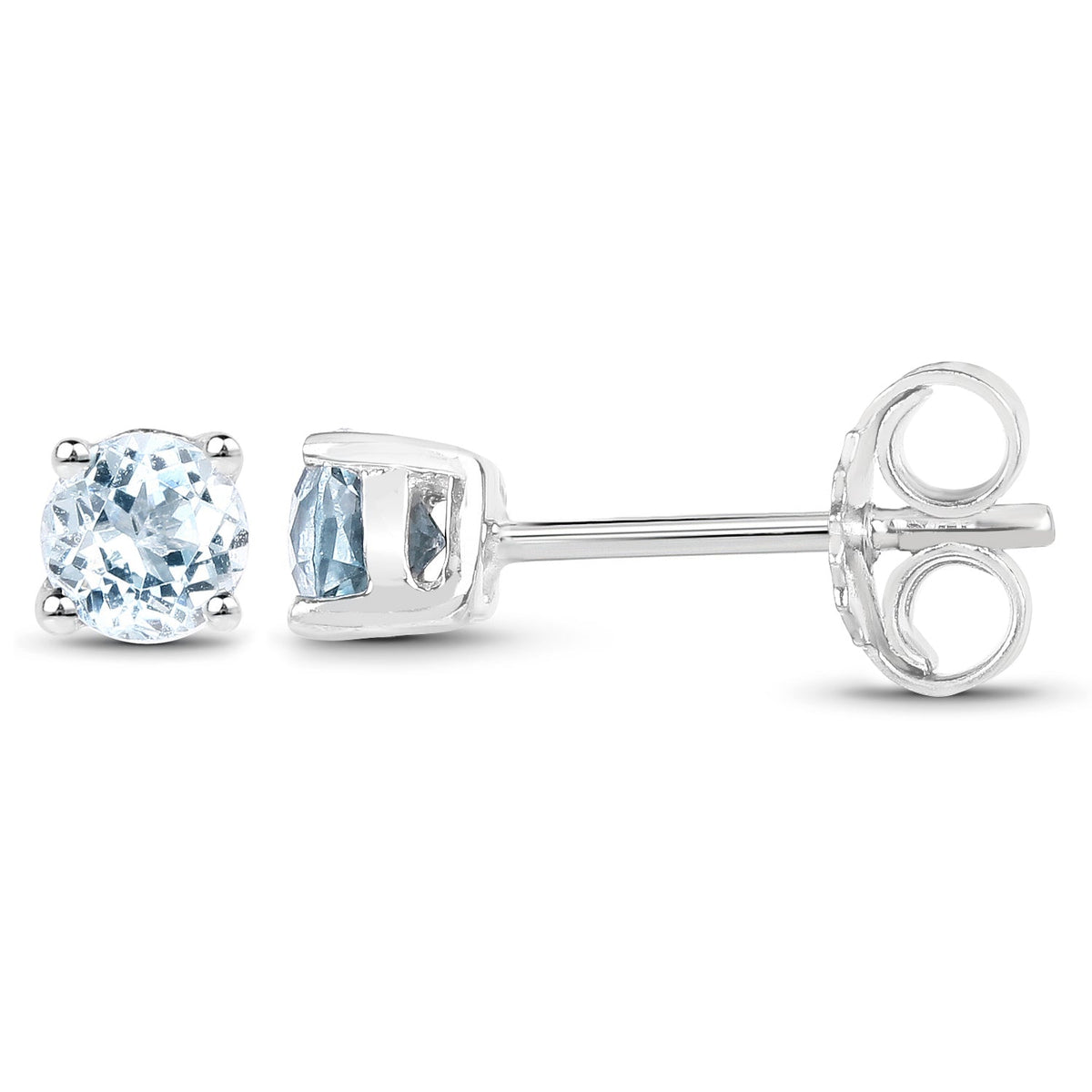 0.64 Carat Genuine Blue Topaz .925 Sterling Silver Earrings - image 2 of 6