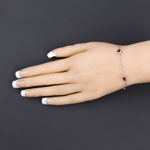 Pulsera de plata de ley .925 con amatista genuina de 1,70 quilates