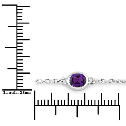 Pulsera de plata de ley .925 con amatista genuina de 1,70 quilates