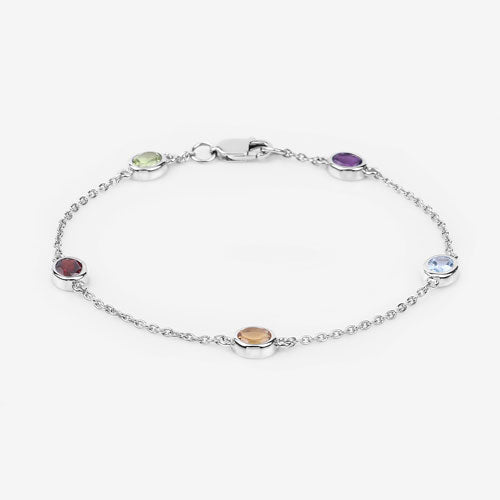 Pulsera de Plata de Ley 925 con Piedras Múltiples Genuinas de 1.83 Quilates