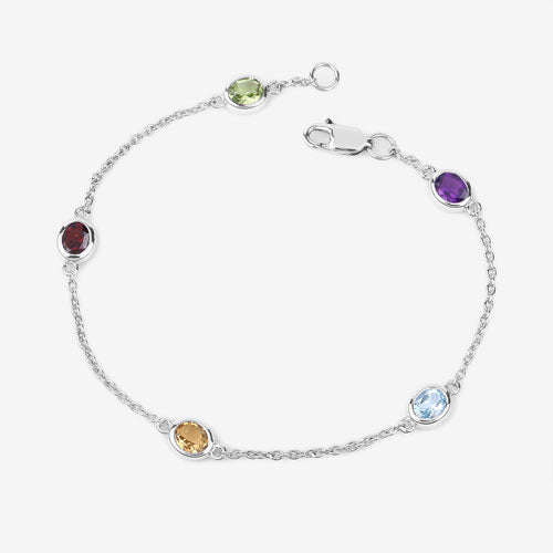 Pulsera de Plata de Ley 925 con Piedras Múltiples Genuinas de 1.83 Quilates