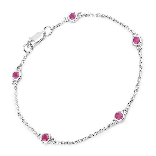 Pulsera de plata de ley .925 con rubí auténtico de 0.65 quilates