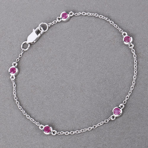 Pulsera de plata de ley .925 con rubí auténtico de 0.65 quilates
