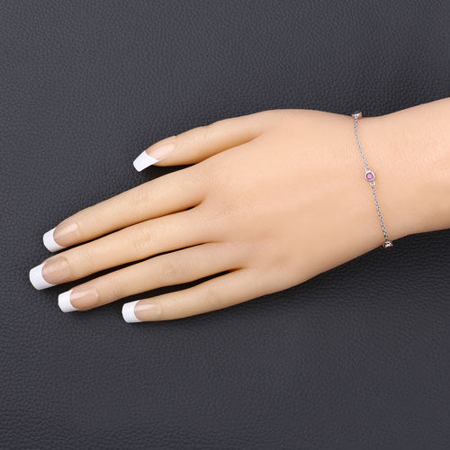 Pulsera de plata de ley .925 con rubí auténtico de 0.65 quilates