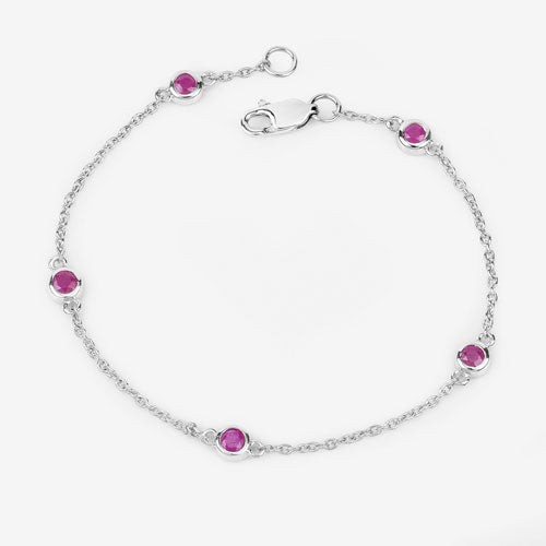 Pulsera de plata de ley .925 con rubí auténtico de 0.65 quilates