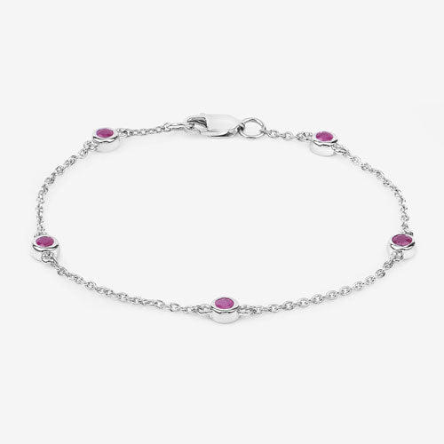 Pulsera de plata de ley .925 con rubí auténtico de 0.65 quilates