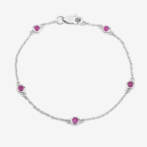 Pulsera de plata de ley .925 con rubí auténtico de 0.65 quilates