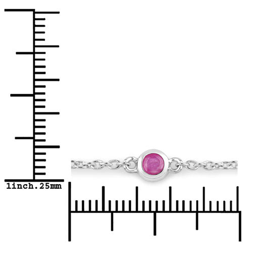 Pulsera de plata de ley .925 con rubí auténtico de 0.65 quilates