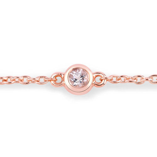Pulsera de plata de ley .925 con morganita genuina de 0.45 quilates