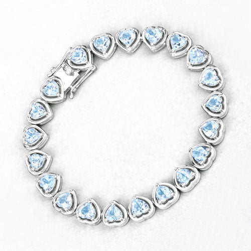 Pulsera de 10.50 quilates de topacio azul auténtico de plata de ley 925