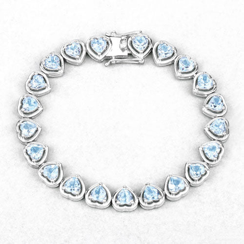 Pulsera de 10.50 quilates de topacio azul auténtico de plata de ley 925