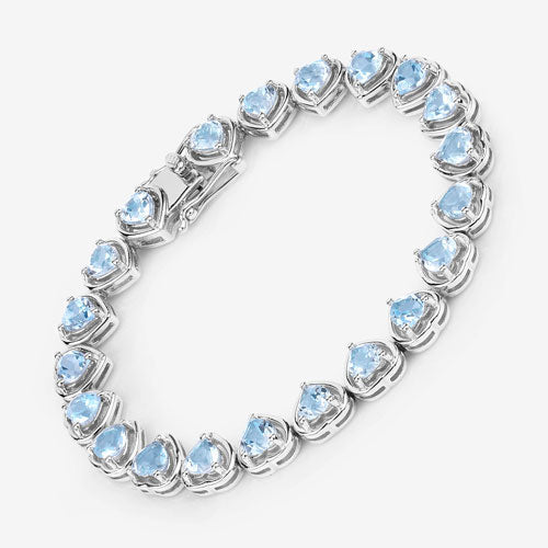 Pulsera de 10.50 quilates de topacio azul auténtico de plata de ley 925