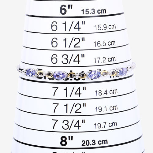 Pulsera de Plata de Ley 925 con Tanzanita Genuina de 1,81 Quilates y Topacio Blanco