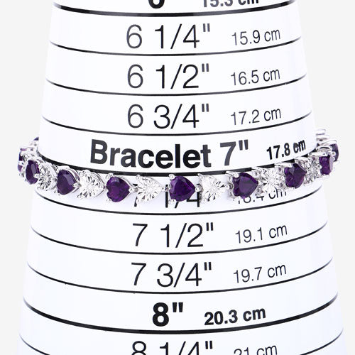 Pulsera de amatista genuina de 6,59 quilates y diamantes blancos de plata esterlina .925