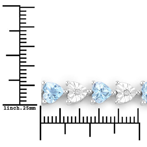 Pulsera de plata de ley .925 con topacio azul genuino de 7,64 quilates y diamantes blancos