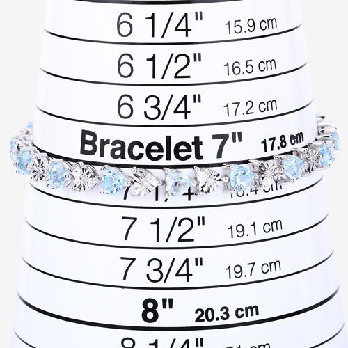 Pulsera de plata de ley .925 con topacio azul genuino de 7,64 quilates y diamantes blancos