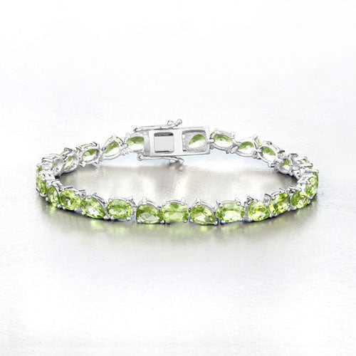 Pulsera de plata de ley .925 con peridoto genuino de 21,37 quilates