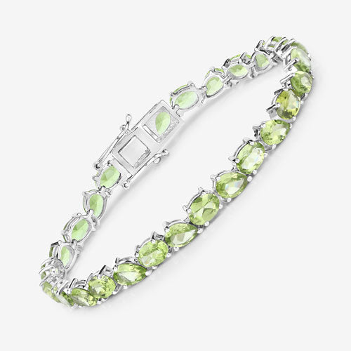 Pulsera de plata de ley .925 con peridoto genuino de 21,37 quilates