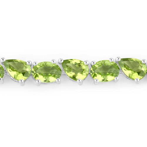 Pulsera de plata de ley .925 con peridoto genuino de 21,37 quilates