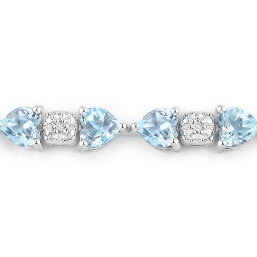 Pulsera de plata de ley .925 con topacio azul auténtico y diamantes blancos de 11,10 quilates