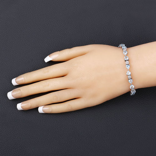 Pulsera de plata de ley .925 con topacio azul auténtico y diamantes blancos de 11,10 quilates